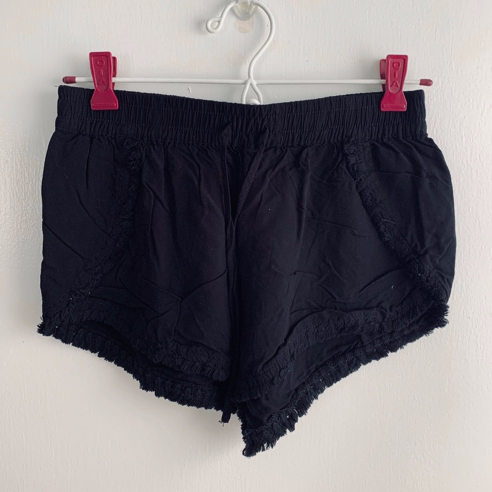 Black Fabric Shorts